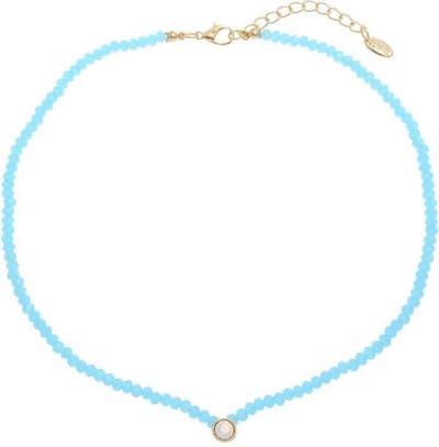 Behave - Ketting Facet Geslepen Glaskraaltjes - Blauw - Met Steentje - Minimalistisch