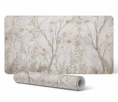 Beschermende bureauonderlegger met grafische, delicate plantenmotieven 90x45 cm