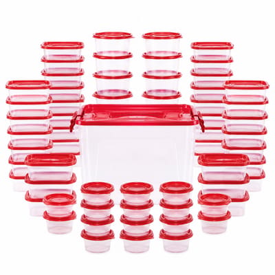 Royal Swiss® 100 Delige Vershoudbakjes Set – BPA Vrij Voedsel Bewaarbakjes met Deksel – Magnetron, Vriezer & Vaatwasserbestendig – Transparante Food Storage Containers