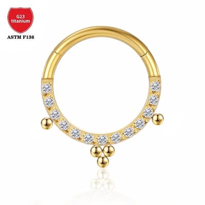 Piercing titanium front side met balletjes 1.2x6 - goud - LMPiercings