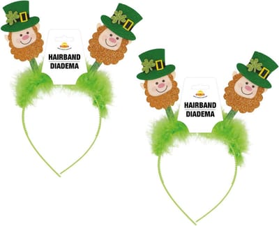 Fiestas St. Patricks day verkleed diadeem/haarband - 2x - groen - Ierland thema feest accessoires