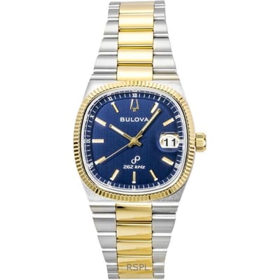 Bulova Super Seville Tweekleurig Roestvrij Staal Blauwe Wijzerplaat Kwarts 98B462 Herenhorloge blauw