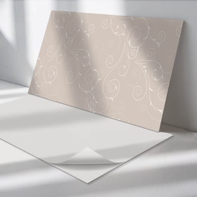 Wallfluent Vinyl Wandpaneel - Delicate spiralen en bladeren Zelfklevend Muurpaneel - 100 cm x 50 cm - Beige Vinyl Wandpaneel - 1 stuk - Rechthoekig Wandbekleding Vinyl - Patroon Wandpaneel - Vinyl Wandbekleding - Wandpaneel Keuken en Badkamer