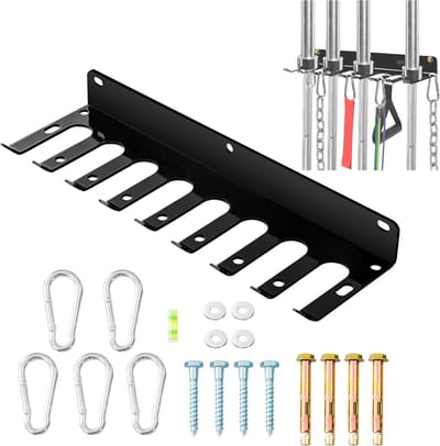 Gym Organizer - Opbergrek Halters - Thuisgym Opslag - 2mm Stalen Frame - 13x43x5 cm - Zwart
