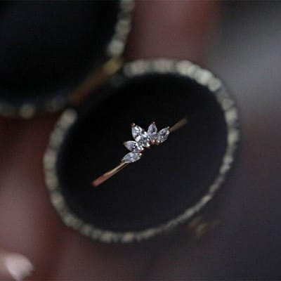 925 Sterling Zilver Verguld 14K Goud Koreaanse Kristal Kroon Ring Dames Mode Edele Jubileum Sieraden 5 zilver