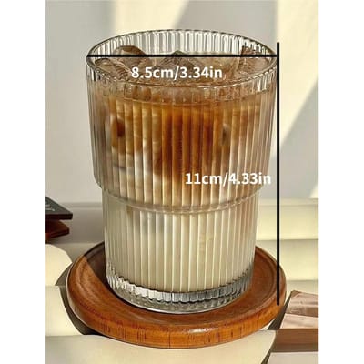 1 STUKS 400 ml gestreepte glazen beker met transparant deksel rietje ijskoffiebeker theekop melk water beker drankbeker sapbeker 400ml