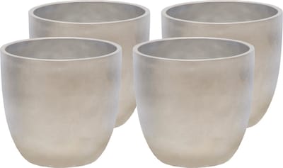 Mega Collections Plantenpot/bloempot - 4x - keramiek - zilver - D11 x H10 cm