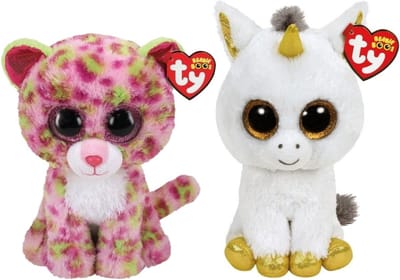 Ty - Knuffel - Beanie Buddy - Lainey Leopard & Pegasus Unicorn