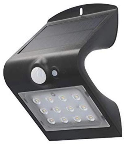 Led-zonnelamp met bewegingsmelder - 120 graden, 220 lumen, zonne-energie, IP65, zwart