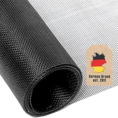 Intirilife vliegennet van glasvezel zwart 80cm breed maaswijdte 1,2mm - UV-bestendig vliegenhor hor raamdeur