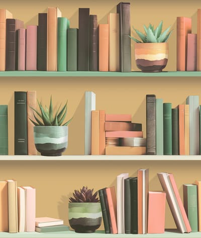 Dutch Wallcoverings - Artifice- boekenplanken geel/multi - M795-05