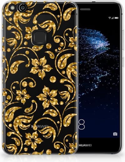 Huawei P10 Lite TPU Case Gouden Bloemen