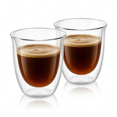 BOTC Dubbelwandig Koffiemokken - 150 ml - 2 stuks - Cappuccino Glazen - Geïsoleerde - Borosilicaatglas - Demitasse latte cup
