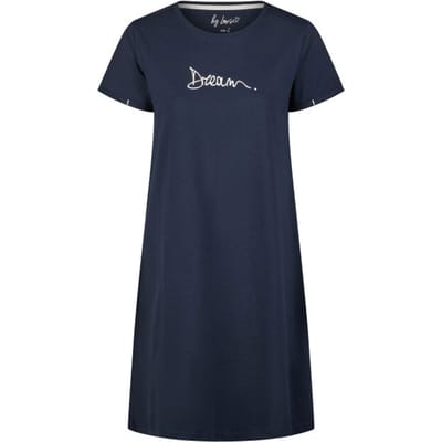 By Louise Essential Dames Nachthemd Korte Mouw Dream Blauw - Maat L