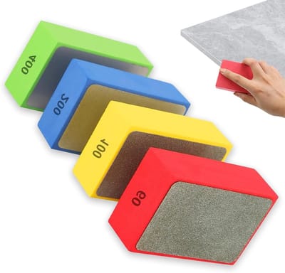 Set van 4 diamant handschuurpads voor glas, keramiek en hout - Polijst- en schuurblokken 60#, 100#, 200#, 400# voor perfect afwerken