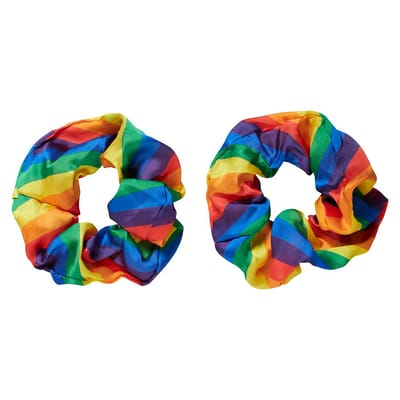 Apollo - Feest schrunchie - 2 stuks rainbow kleuren one size - Carnaval accessoires - Carnaval - Feestkleding