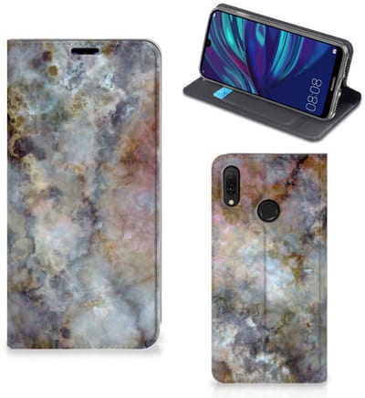 Huawei Y7 hoesje Y7 Pro (2019) Standcase Marmer Grijs