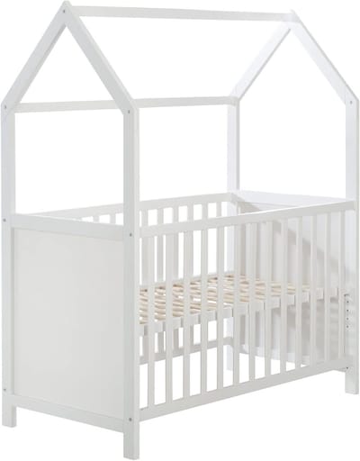 Huisbed Babybed - Bijzetbed Ledikant - Veilig Slapen - Ombouwbaar tot 8 jaar - 60 x 120 cm - Wit