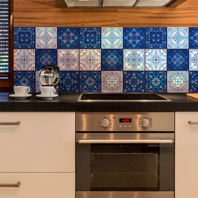Zelfklevende tegelmuurstickers voor keuken en badkamer - 9 Boheemse Citalli cementtegelstickers - 9 stickers 10x10cm