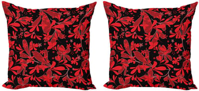 ABAKUHAUS Kussenhoes – 2x50x50 cm – Rubin/Zwart/Wit – dubbelzijdig, rits