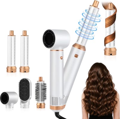 Haarstyler Set - Warme Luchtborstel - Dagelijks Kapsel - Negatieve Ionentechnologie - 5 Opzetstukken - Zwart