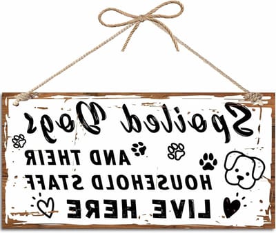Hondenhangbord Hout - Deurdecoratie Huis - Huis Aankleden - Rustieke Uitstraling - 30x15cm - Bruin
