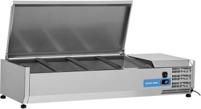 Cool Head opzetkoelvitrine met RVS klapdeksel 4x 1/3