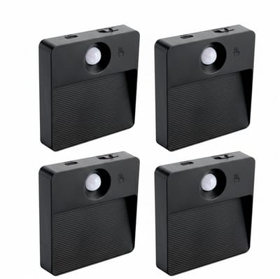 LUIS - Oplaadbaar wandlamp op accu draadloos - USB C - met bewegingssensor - CCT Aanpasbare licht kleuren - trapverlichting - Zwart - GESCHIKT VOOR BINNEN - set van 4 stuks