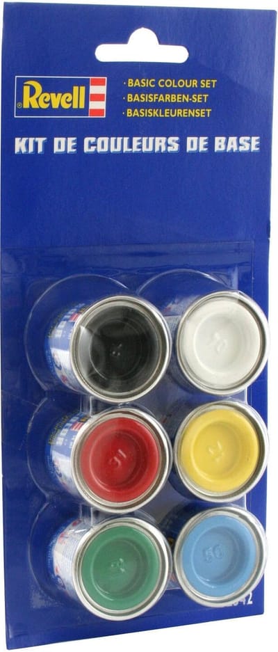 Revell Hobbyverf Enamel verf - 32342 Basic Colours - Modelbouw Enamel Hobby Verf Set - Geschikt voor Modelbouwpakketten - Volwassenen - 6x 14 ml