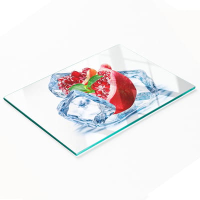 Multifunctionele decoratieve glazen snijplank voor de keuken, granaatappel met ijs, 80x52 cm