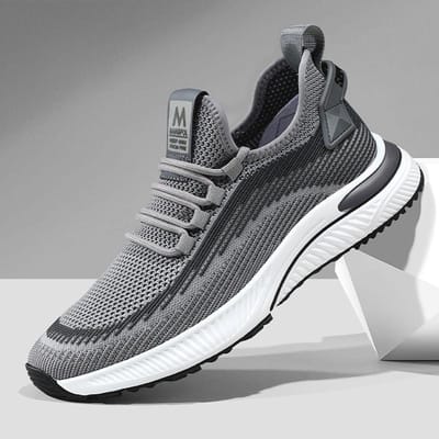 Heren Sport Casual Schoenen Ademend Zachte Zool Casual Nieuwe Vliegweefsel Enkellaags Schoenen Heren Studenten Sneakers 44 black