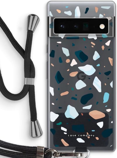 Case Company® - Hoesje met koord geschikt voor Google Pixel 6 Pro hoesje met Koord - Terrazzo N°13 - Telefoonhoesje met Zwart Koord - Bescherming aan alle Kanten en Over de Schermrand