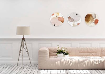 Schilderij - abstract - naturel - Collectie organic shape - Pure Metal - 50 cm rond