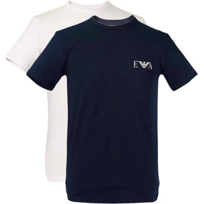 Emporio Armani Katoenen Ronde Hals Effen Kleur Korte Mouw T-shirt Twee Pack Heren tops EM001849-AF10778-M0081 L white