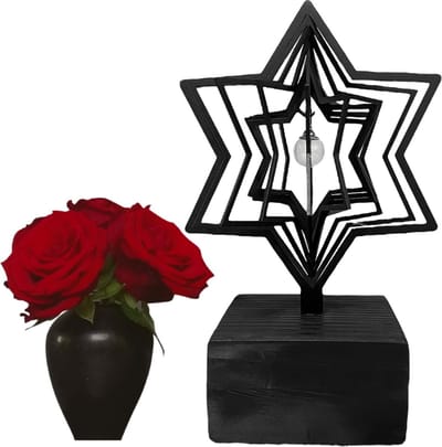 Design urn - Mini urn ster - Mét holle glasbol ashanger - Zwart metaal in hout - Nederlandse kwaliteit