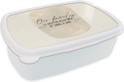 Broodtrommel Wit - Lunchbox - Brooddoos - Quotes - Familie - Our family is just the right mix of chaos & love - Spreuken - 18x12x6 cm - Volwassenen