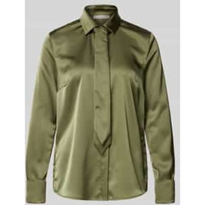 Regular fit overhemdblouse van satijn met platte kraag