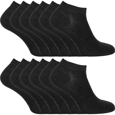 Sock Snob 12 Paar Heren Bamboe Trainer Sokken, Ademende Kussensokken voor Zomer - Zwart