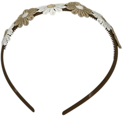 Diadeem - haarband - madeliefjes taupe/wit - bloemen - bloemetjes