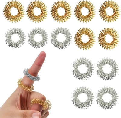 Set van 14 Acupressuur Ringen voor Vinger Massage, Stressverlichting en Gewrichtspijn Verlichting