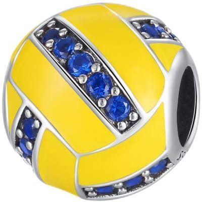Composants de Perles à Charme Plata Volleyball Sports Métal Cuivre Plaqué Conçu Pour Composants de Perles à Charme Métal Cuivre Plaqué Authentique Original Bracelet yellow