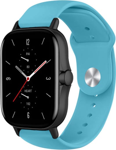 Strap-it Siliconen sport bandje - geschikt voor Xiaomi Amazfit GTS 1-2-3-4 - Mini / Amazfit Bip / Bip S / Bip Lite / Bip U Pro / Bip 3 / Amazfit GTR 42mm - lichtblauw