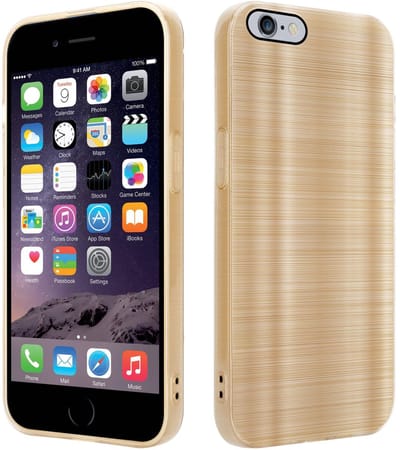 Cadorabo Hoesje geschikt voor Apple iPhone 6 PLUS / 6S PLUS in Brushed Goud - Beschermhoes Case Cover van flexibel TPU silicone in Brushed design