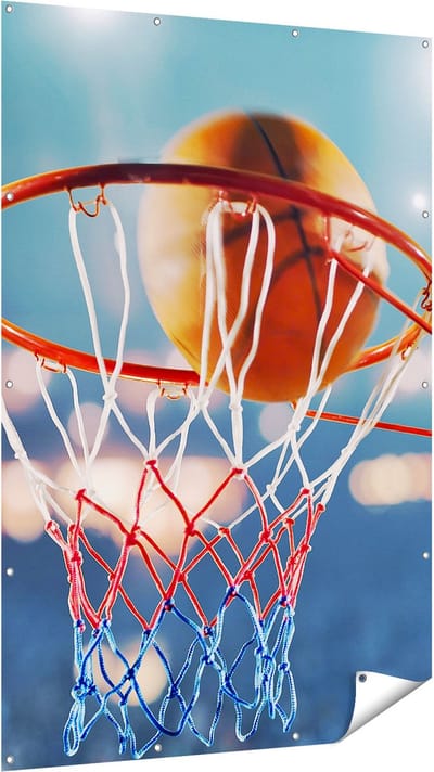 Gards Tuinposter Basketbal in Ring - Hoepel - Bord - 120x180 cm - Tuindoek - Tuindecoratie - Wanddecoratie buiten - Tuinschilderij
