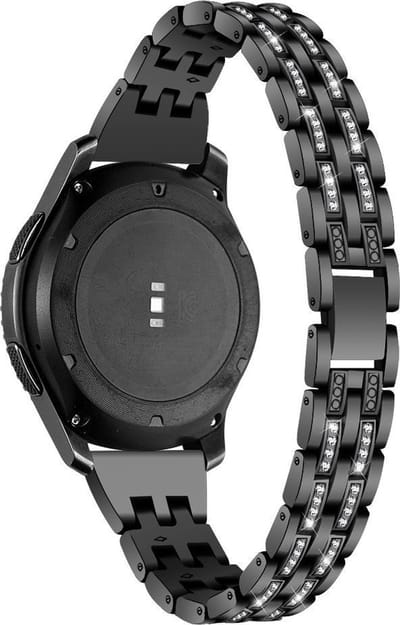 Fungus - Smartwatch bandje - Geschikt voor Samsung Galaxy Watch 3 41mm, Active 2 - Horloge 20mm - Metaal - Diamant - Zwart