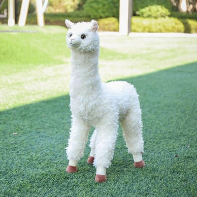 38-80CM Simulatie Alpaca Pluche Pop Schattige Staande Australische Alpacasso Knuffel Zachte Lama Speelgoed Verjaardagscadeau 38cm wit