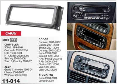 1-DIN frame AUTORADIO Kit PT cruiser 2000 - 2005