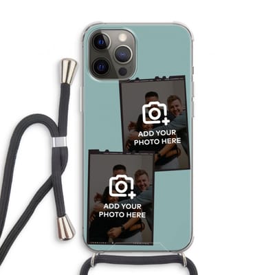 Gepersonaliseerd - Case Company® - Hoesje met koord geschikt voor iPhone 12 Pro hoesje met Koord - Polaroid Zwart - Telefoonhoesje met Zwart Koord - Extra Bescherming aan alle Kanten en Over de Schermrand