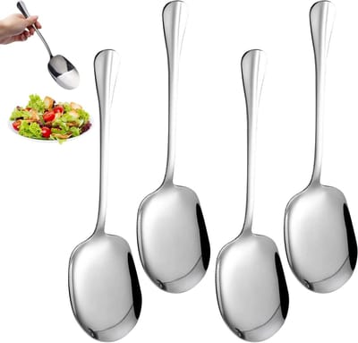 Set van 4 RVS Saladescheppen van 25 cm - Ideaal voor Buffet, Feesten en Restaurants met Lange Handvatten