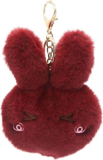 Sleutelhanger Fluffy Konijn - 12x10x3 cm - Rood